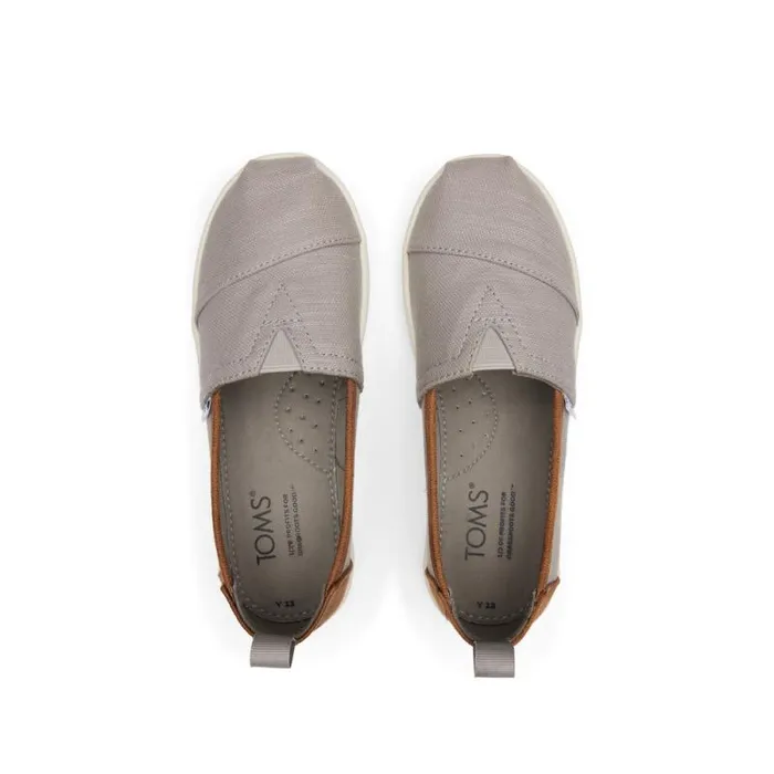 Toms TOMS Classics Alpargata Kids Shoe Drizzle Greydark Brown Trim 8211 KidsWomen Toms TOMS Classics Alpargata Kids Shoe Drizzle Greydark Brown Trim 8211 KidsWomen