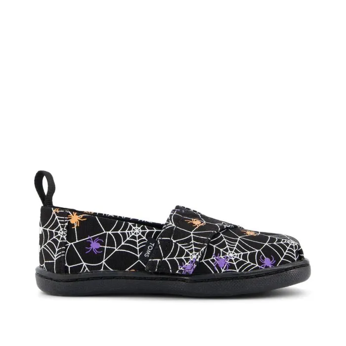 Toms TOMS Classics Alpargata Toddler Shoe Black Glow In The Dark Spiders 8211 KidsWomen