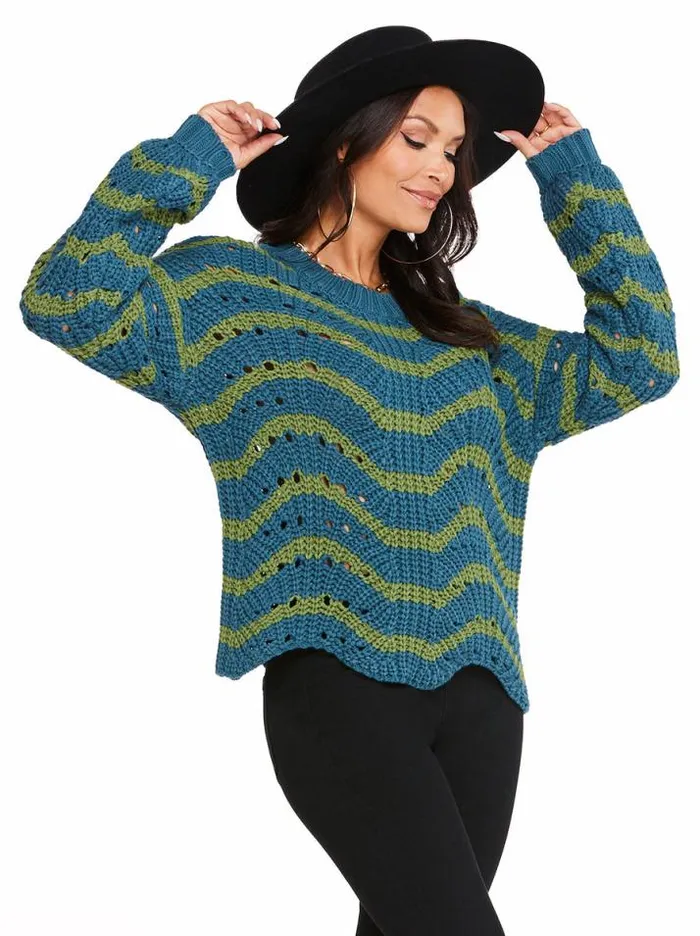 Tops Clothing Jessica Simpson Fayette Sweater In Stargazer Stipe
