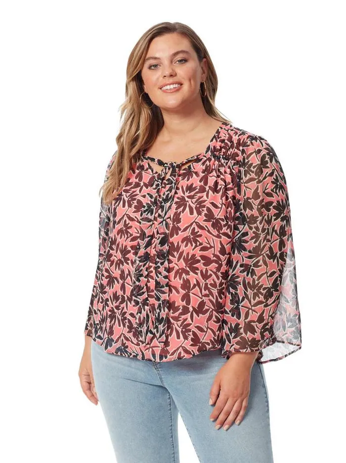 Tops Clothing Jessica Simpson Leslie Blouse In Flora Brushes