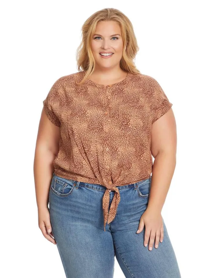 Tops Clothing Jessica Simpson Louelle Blouse In Winding Leopard