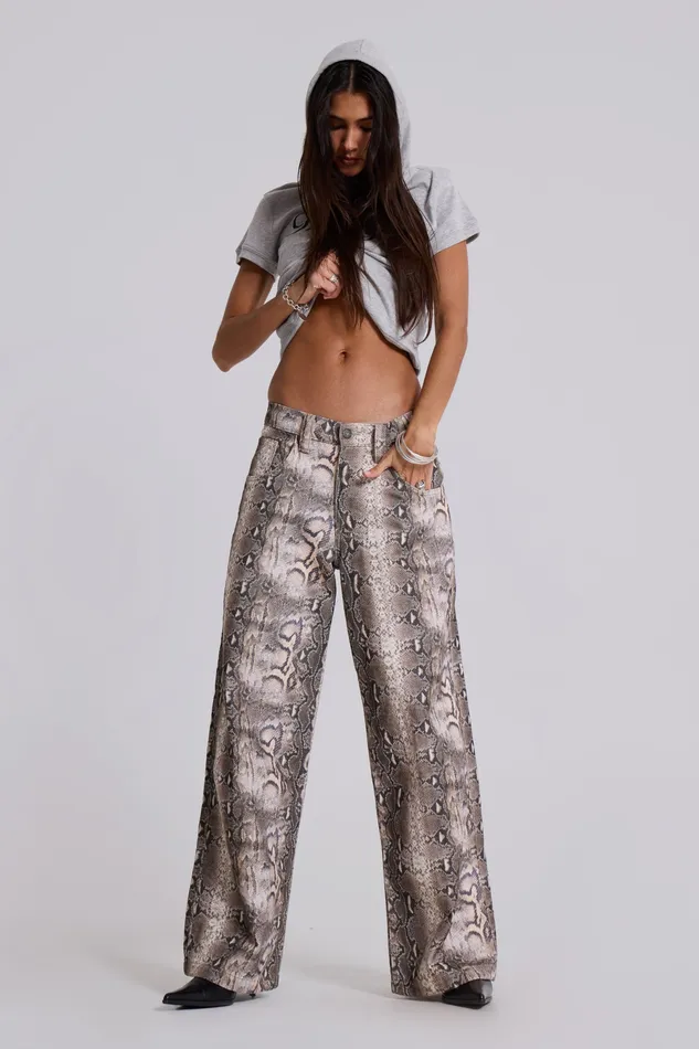 Tops Jaded London Women Shop Boa Snake Print Colossus Jeans