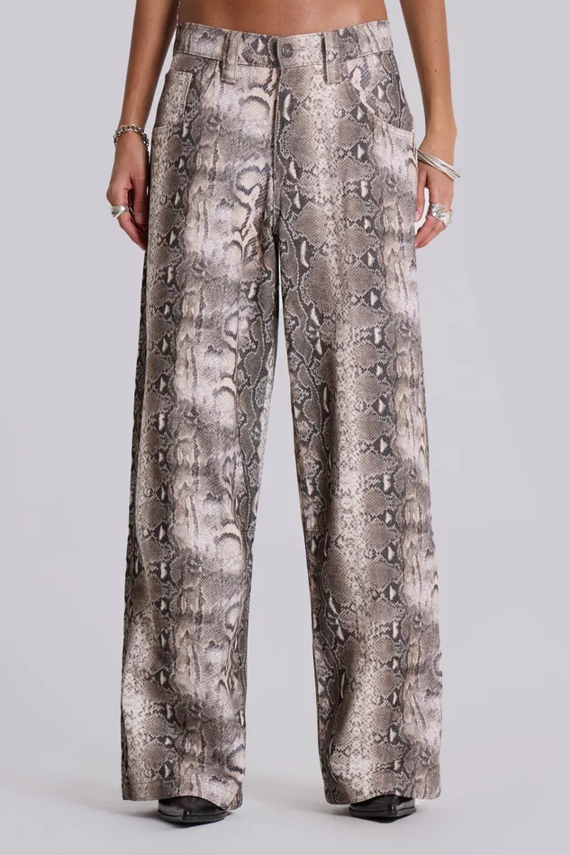 Tops Jaded London Women Shop Boa Snake Print Colossus Jeans