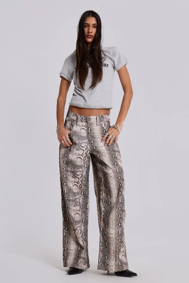 Tops Jaded London Women Shop Boa Snake Print Colossus Jeans