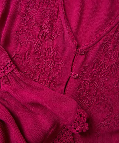 Tops Tunics and Blouses Apparel Joebrowns Ever So Pretty Embroidered Tunic Top Pink