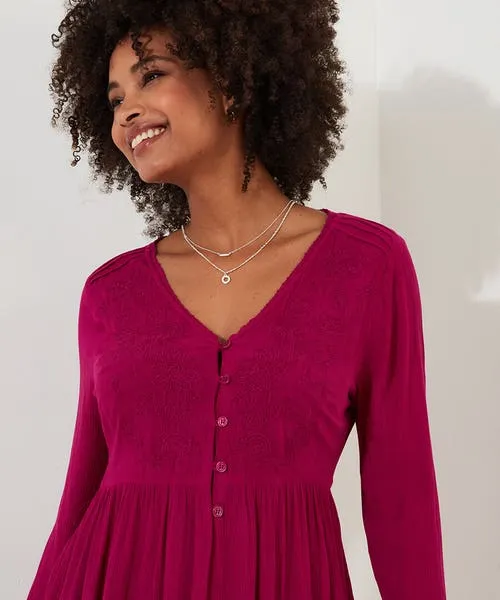 Tops Tunics and Blouses Apparel Joebrowns Ever So Pretty Embroidered Tunic Top Pink