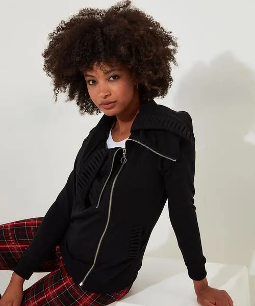 Tops Tunics and Blouses Joebrowns Apparel Ronnie Zip Front Jersey Top Black