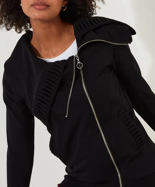 Tops Tunics and Blouses Joebrowns Apparel Ronnie Zip Front Jersey Top Black