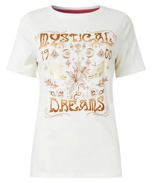 Tops Tunics and Blouses Mystical Magic TShirt Cream Joebrowns Apparel