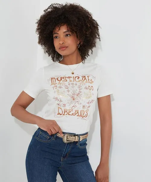 Tops Tunics and Blouses Mystical Magic TShirt Cream Joebrowns Apparel
