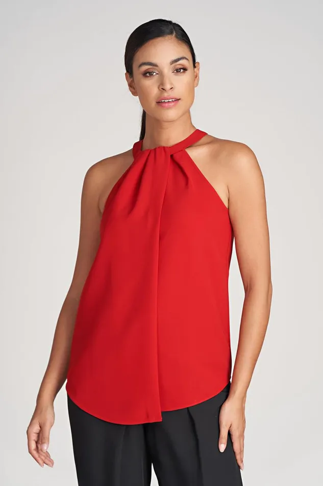 Tops Women Halston Dayana Top In Stretch Crepe Halston Red