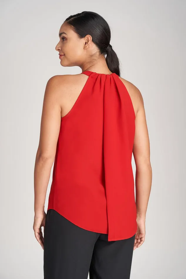 Tops Women Halston Dayana Top In Stretch Crepe Halston Red Tops Women Halston Dayana Top In Stretch Crepe Halston Red