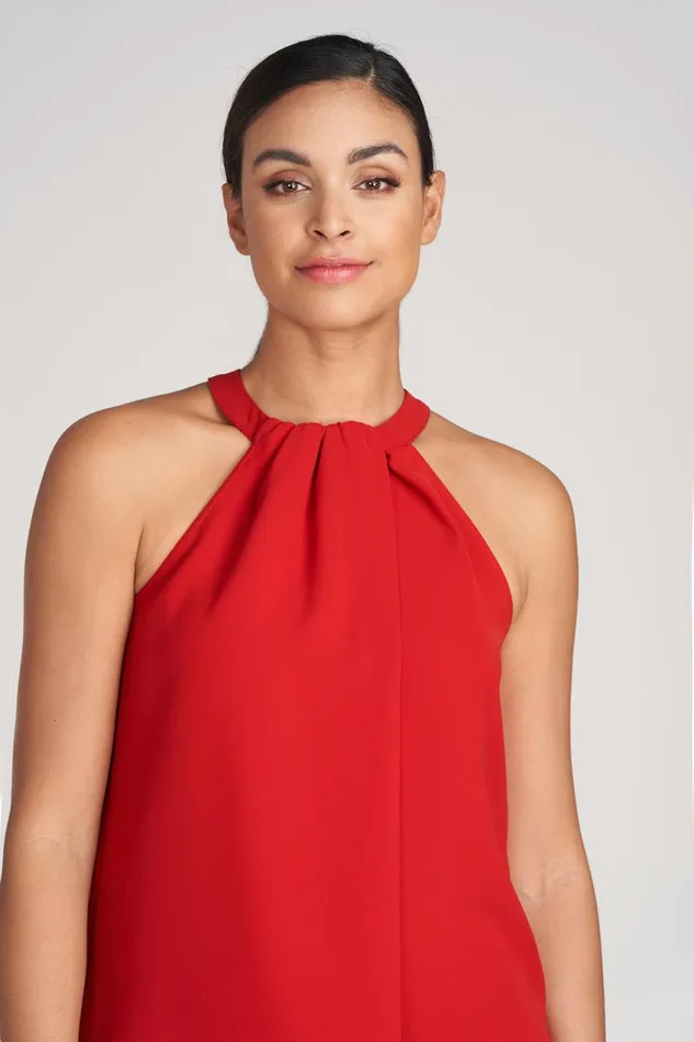 Tops Women Halston Dayana Top In Stretch Crepe Halston Red Tops Women Halston Dayana Top In Stretch Crepe Halston Red