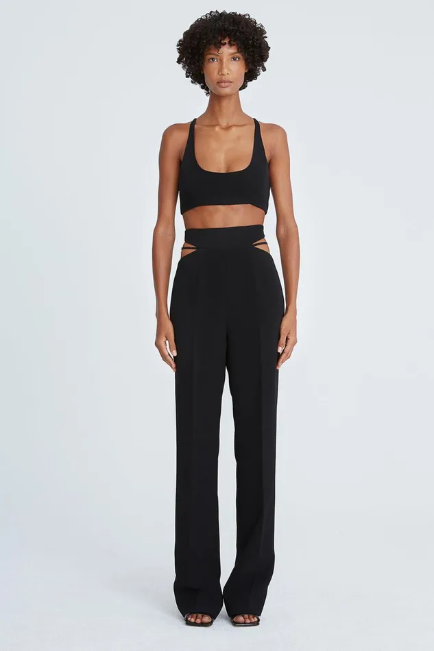 Tops Women Halston Gwen Crepe Scoop Neck Bralette Black