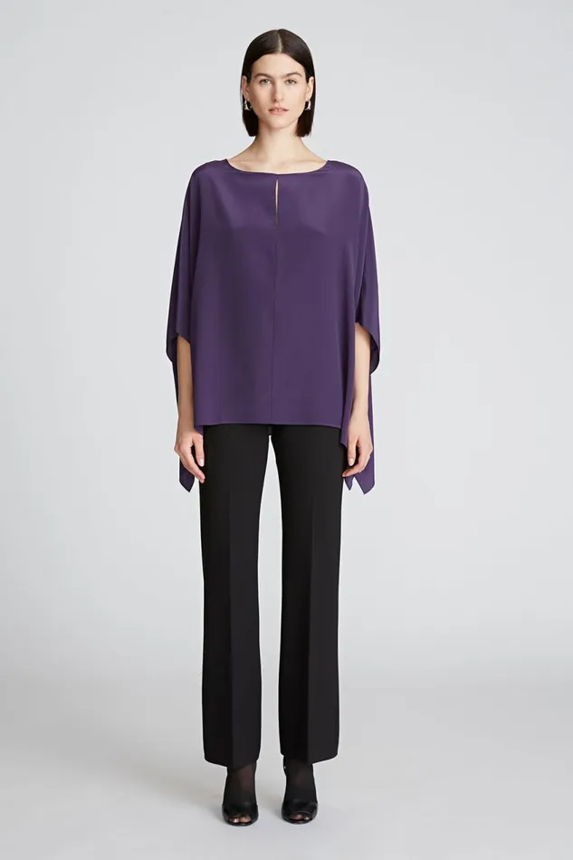 Tops Women Halston Wendy Top In Crepe De Chine Eggplant
