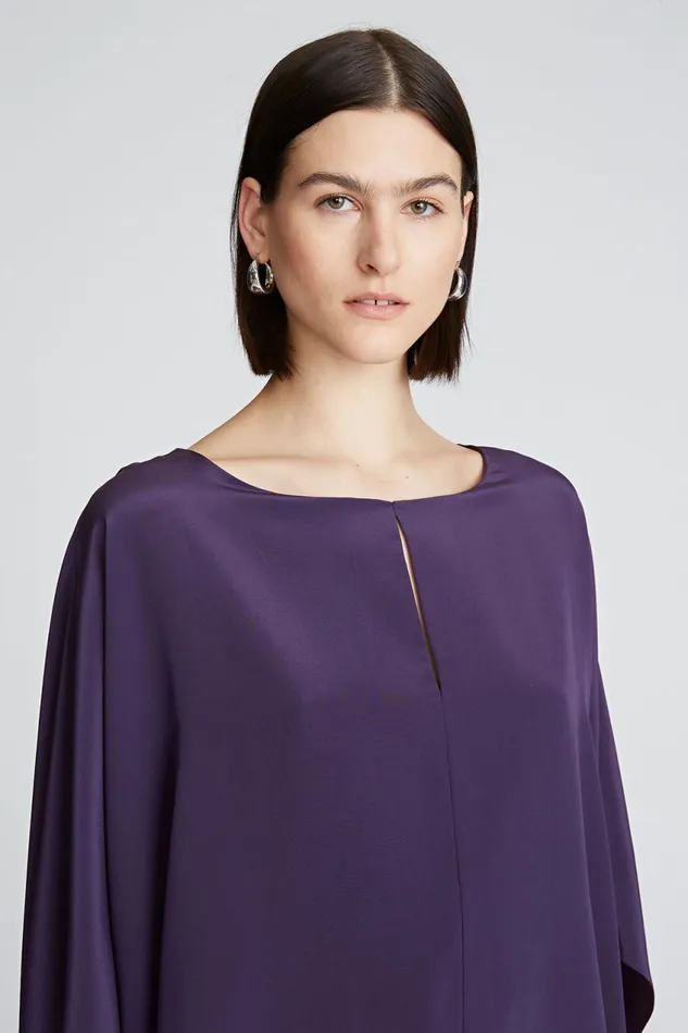 Tops Women Halston Wendy Top In Crepe De Chine Eggplant