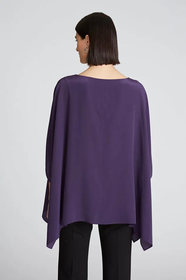 Tops Women Halston Wendy Top In Crepe De Chine Eggplant