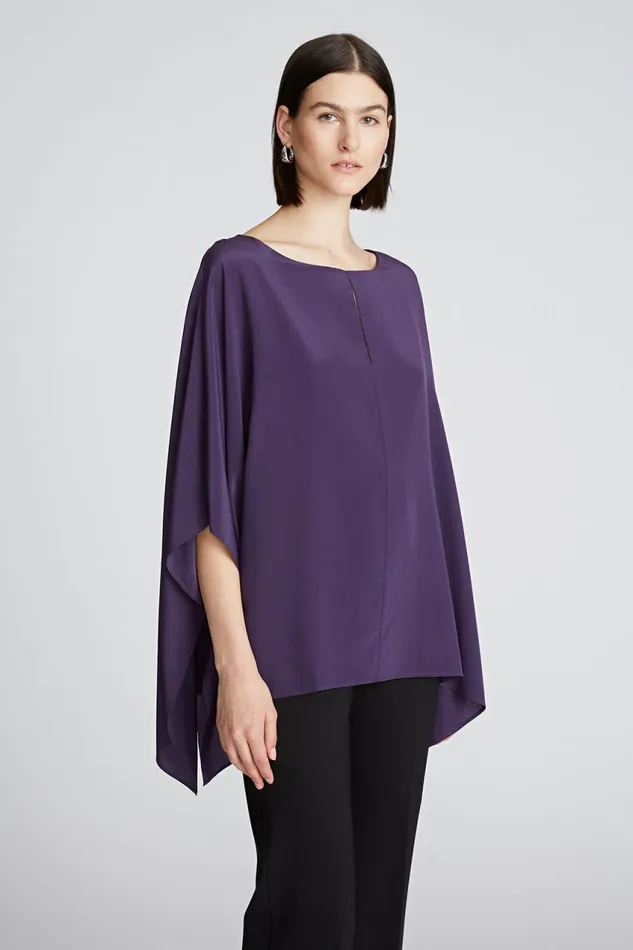 Tops Women Halston Wendy Top In Crepe De Chine Eggplant