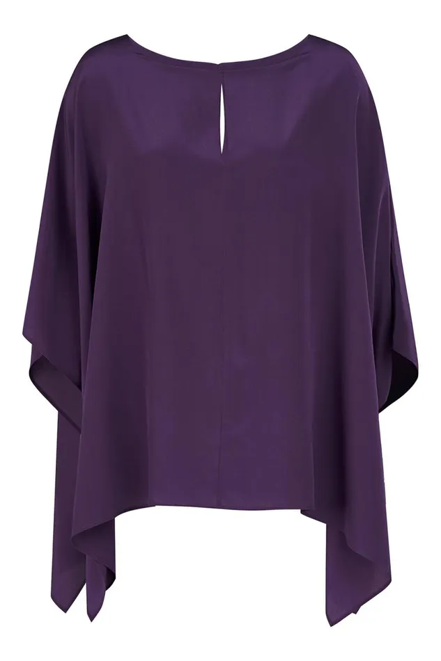 Tops Women Halston Wendy Top In Crepe De Chine Eggplant