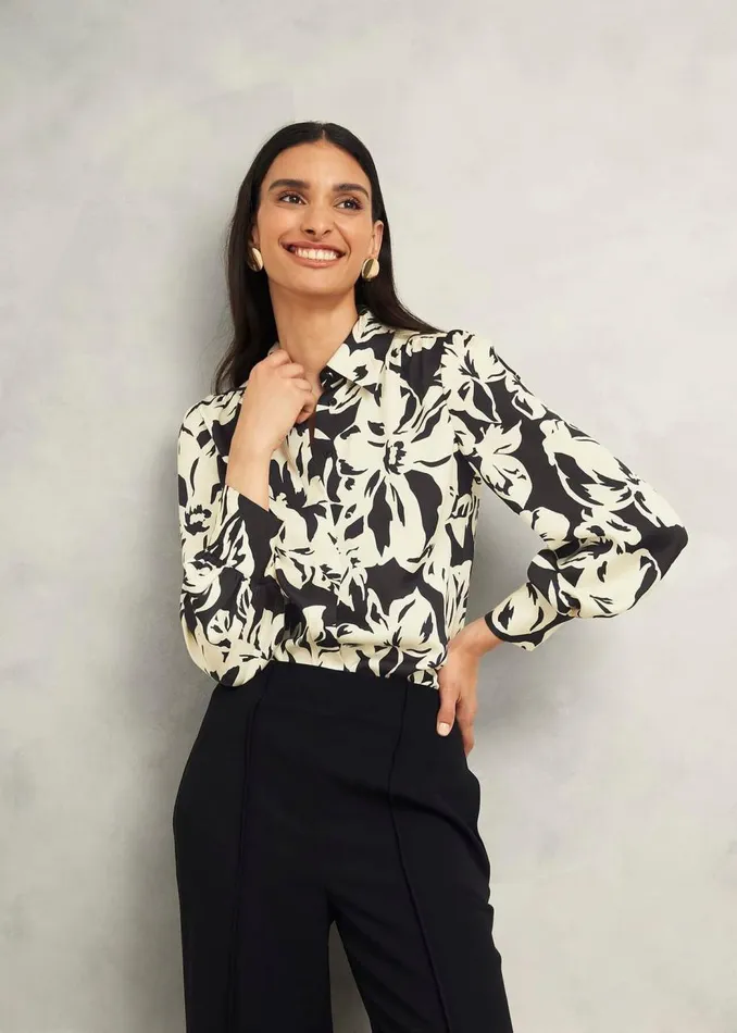 Tops Women HOBBS Askham Shirt Black Cream