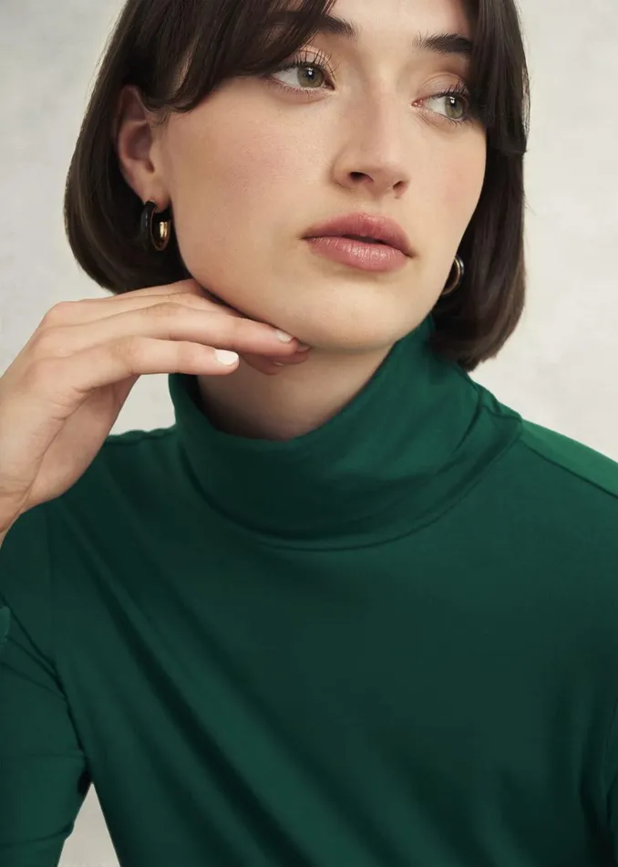 Tops Women HOBBS Mischa Roll Neck Top Agate Green