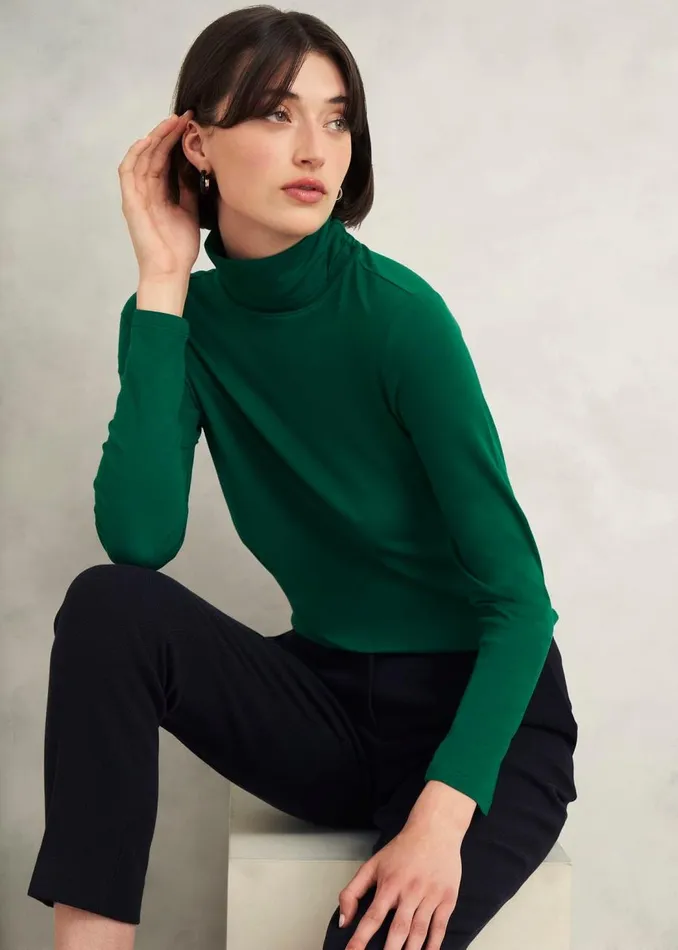 Tops Women HOBBS Mischa Roll Neck Top Agate Green