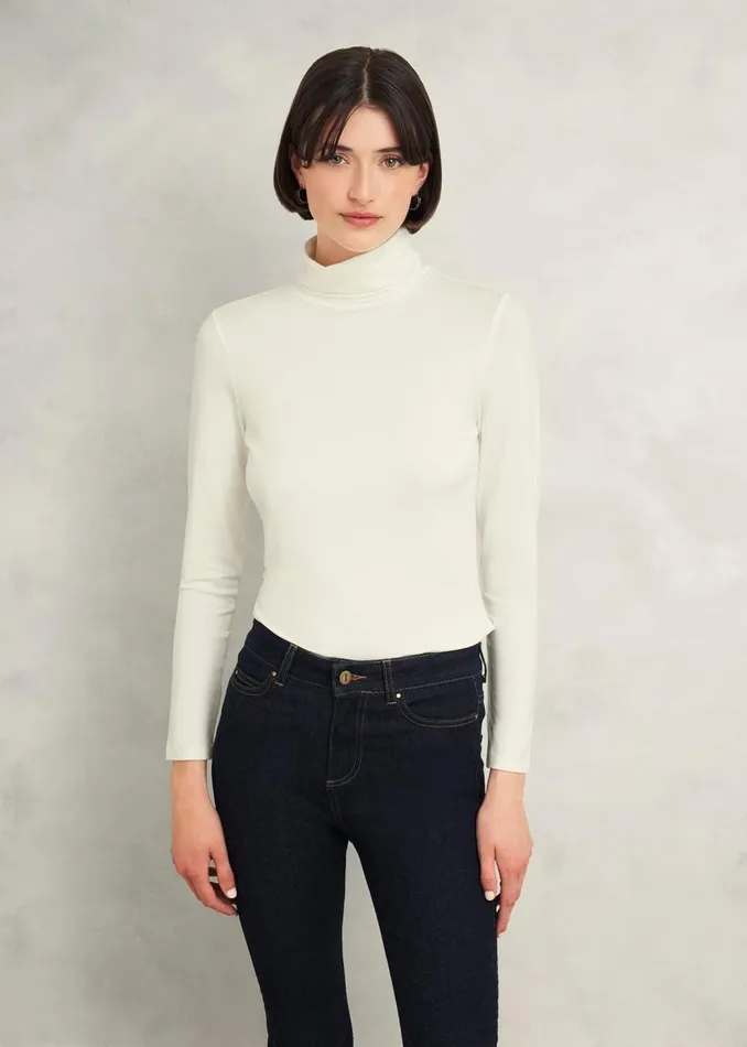 Tops Women HOBBS Mischa Roll Neck Top Hobbs Ivory