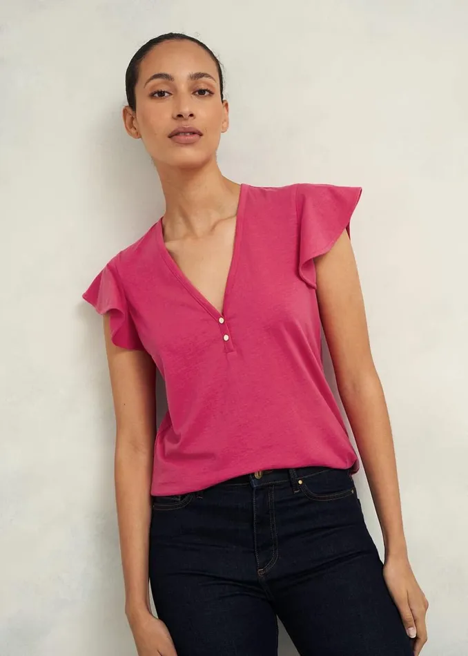 Tops Women HOBBS Pippa Cotton Slub Top Zinnia Pink