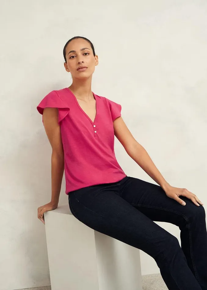 Tops Women HOBBS Pippa Cotton Slub Top Zinnia Pink