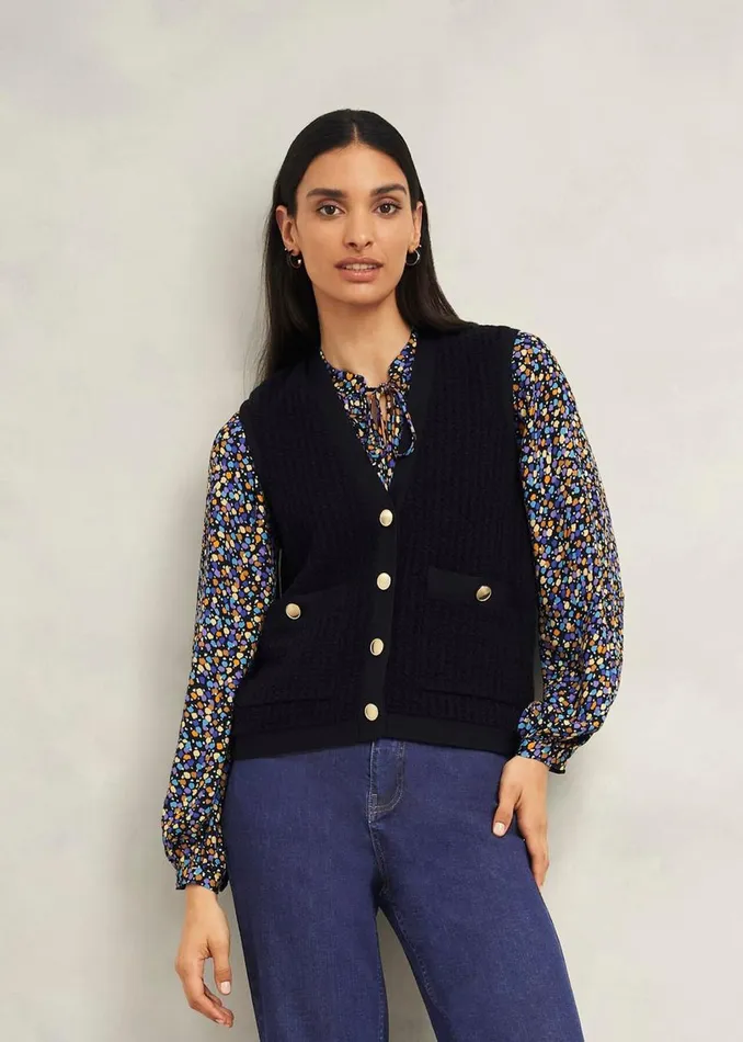 Tops Women HOBBS Tatton Cotton Blend Knitted Vest Black