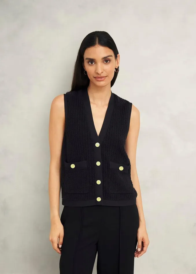 Tops Women HOBBS Tatton Cotton Blend Knitted Vest Black