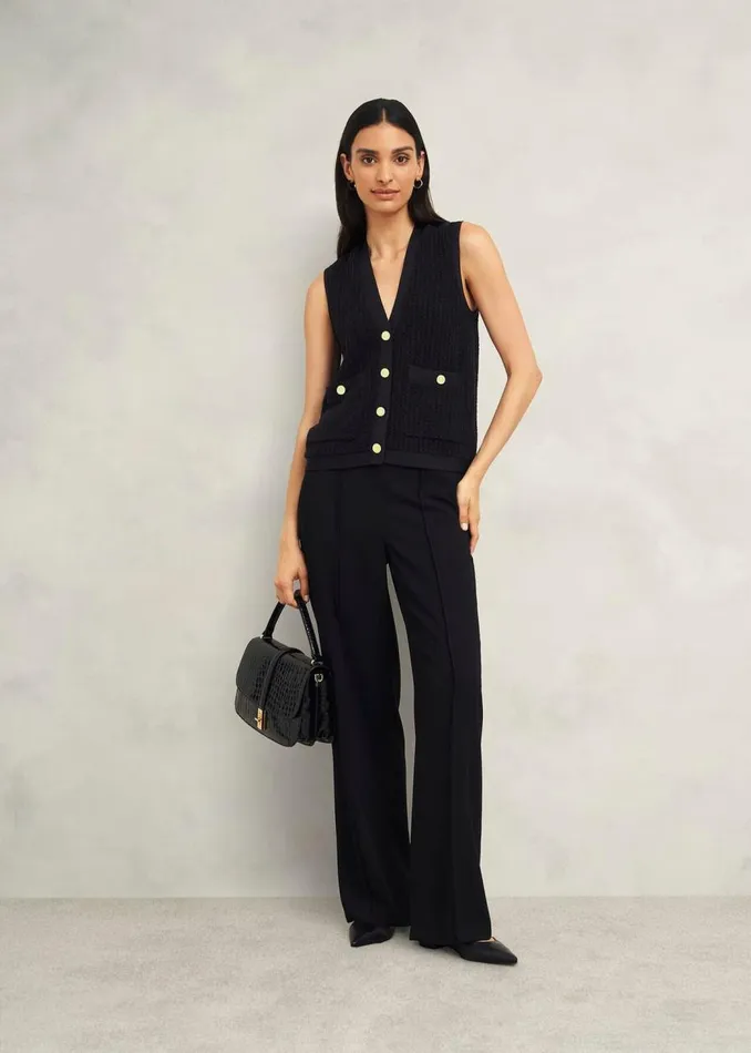 Tops Women HOBBS Tatton Cotton Blend Knitted Vest Black