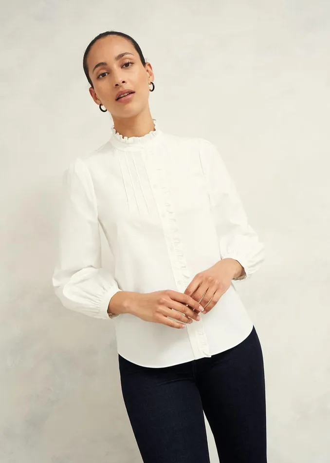 Tops Women HOBBS Trinity Cotton Blouse White