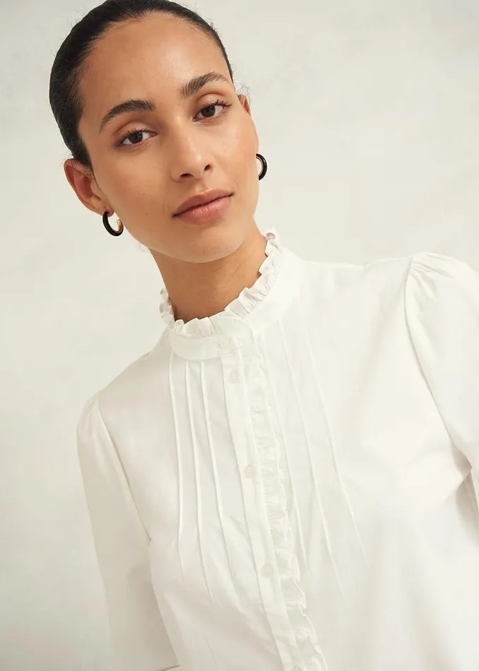 Tops Women HOBBS Trinity Cotton Blouse White