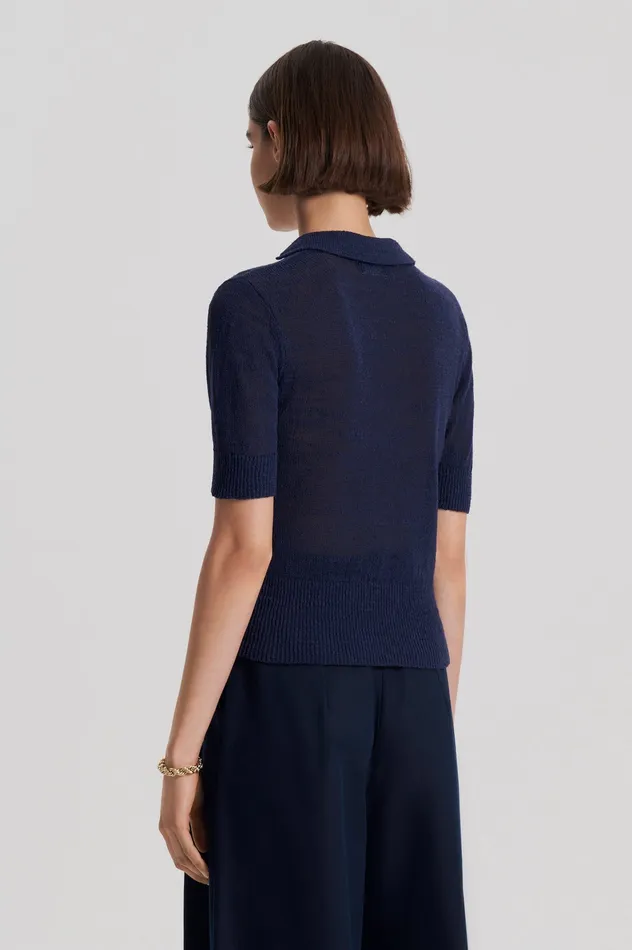 Tops Women LINEN SLIM FIT SHIRT NAVY Scanlan Theodore