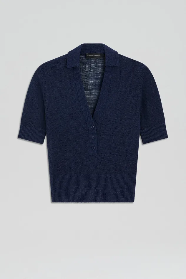 Tops Women LINEN SLIM FIT SHIRT NAVY Scanlan Theodore