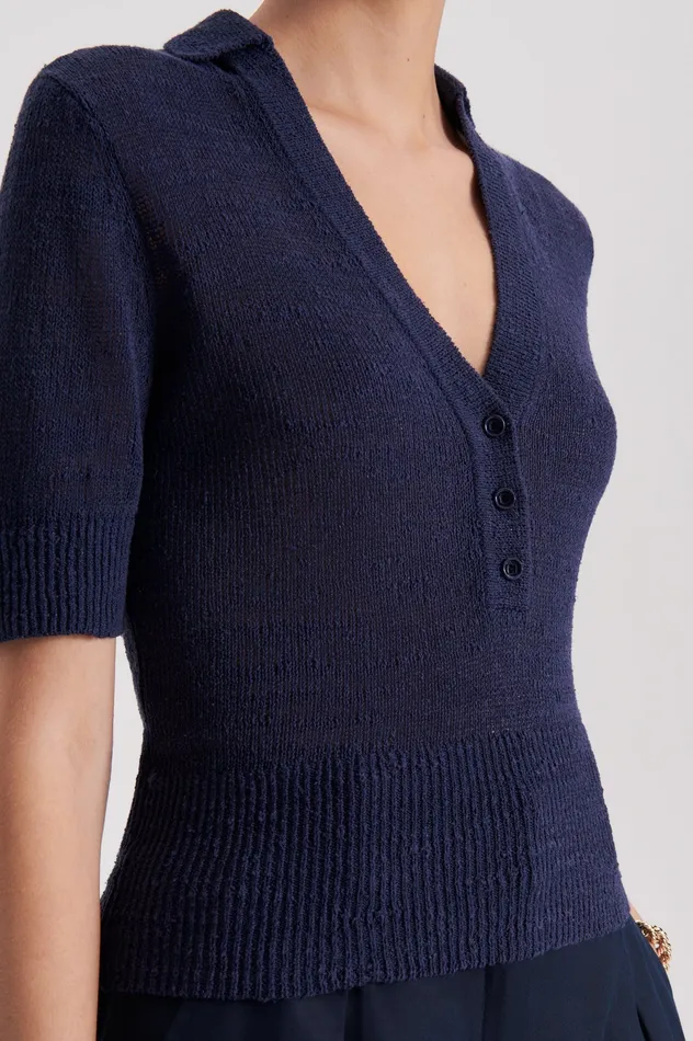 Tops Women LINEN SLIM FIT SHIRT NAVY Scanlan Theodore