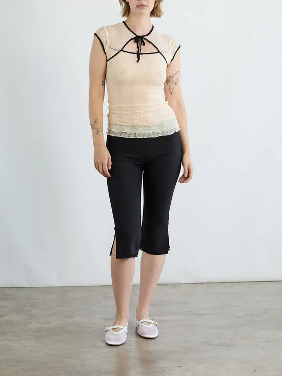 Tops Women Mariposa Lace Bow Tee Piped Cloud Lisa Says Gah