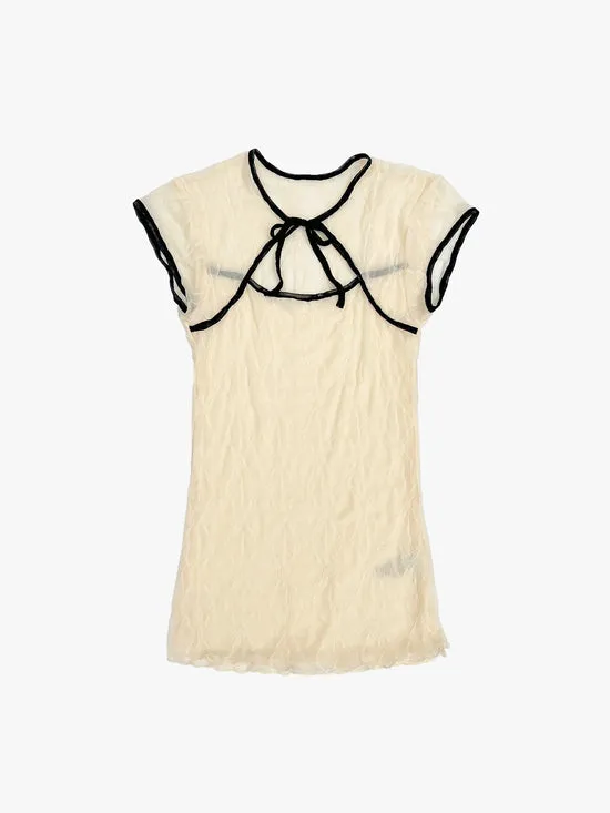 Tops Women Mariposa Lace Bow Tee Piped Cloud Lisa Says Gah