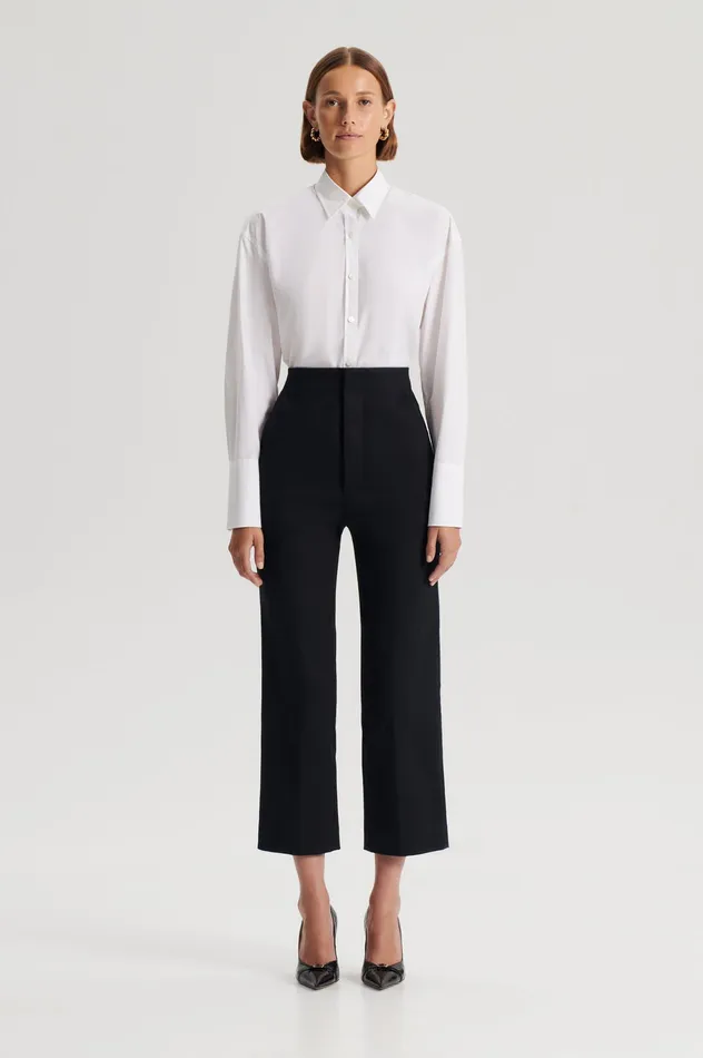 Trousers Scanlan Theodore Women MERCERISED COTTON TROUSER BLACK