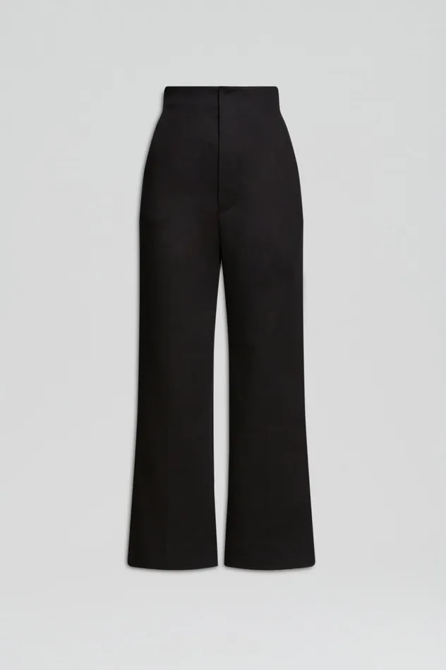 Trousers Scanlan Theodore Women MERCERISED COTTON TROUSER BLACK Trousers Scanlan Theodore Women MERCERISED COTTON TROUSER BLACK