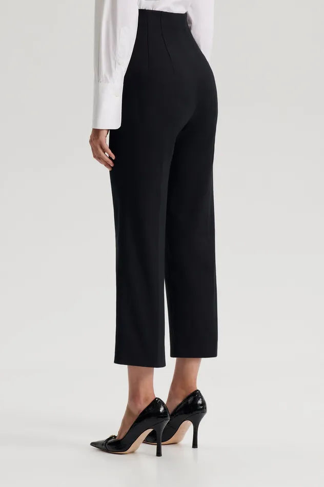 Trousers Scanlan Theodore Women MERCERISED COTTON TROUSER BLACK Trousers Scanlan Theodore Women MERCERISED COTTON TROUSER BLACK
