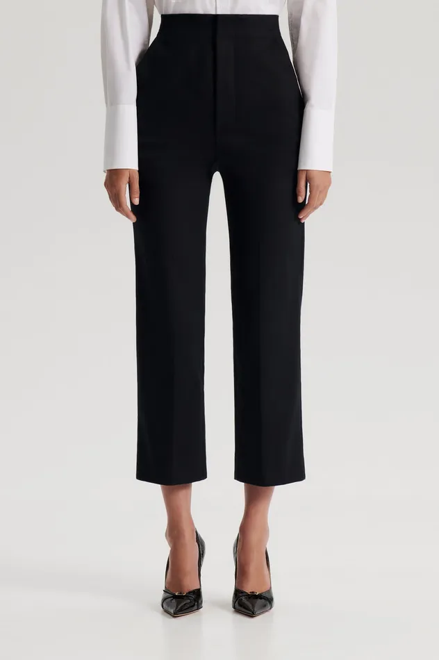Trousers Scanlan Theodore Women MERCERISED COTTON TROUSER BLACK Trousers Scanlan Theodore Women MERCERISED COTTON TROUSER BLACK