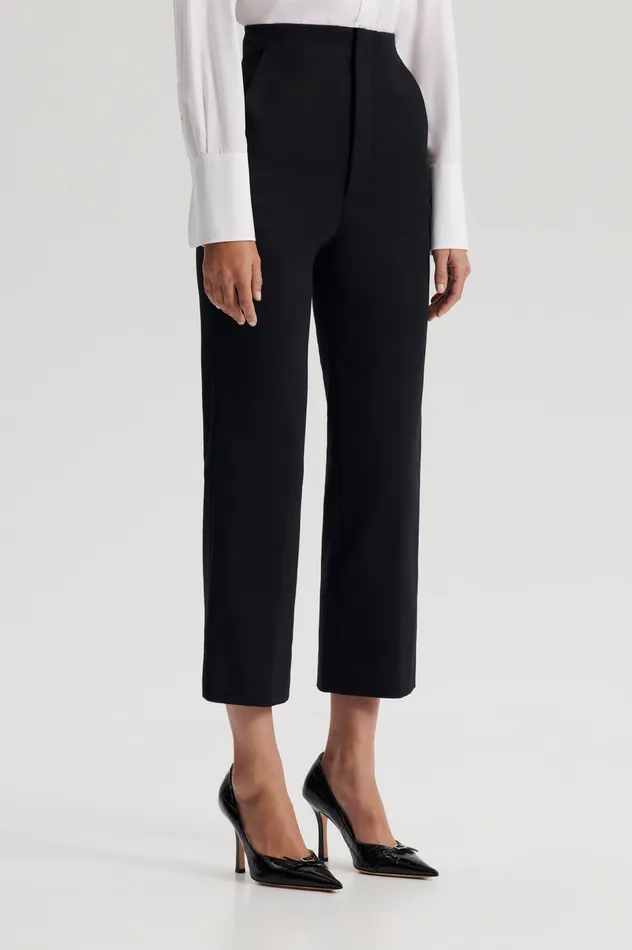 Trousers Scanlan Theodore Women MERCERISED COTTON TROUSER BLACK Trousers Scanlan Theodore Women MERCERISED COTTON TROUSER BLACK