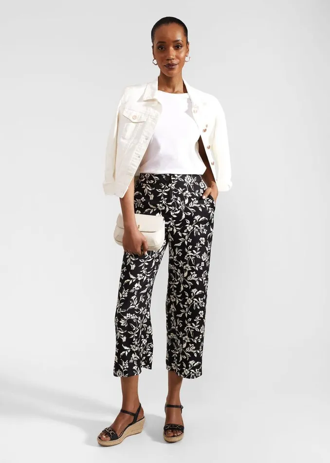 Trousers Women HOBBS Eve Crop Trousers Black Cream