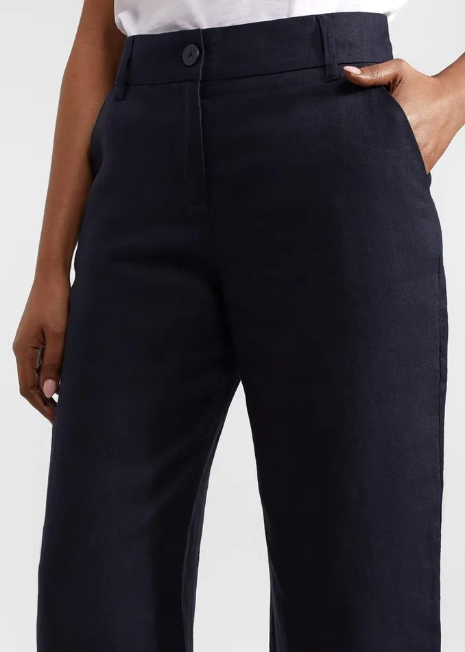 Trousers Women HOBBS Lynn Linen Trousers Navy