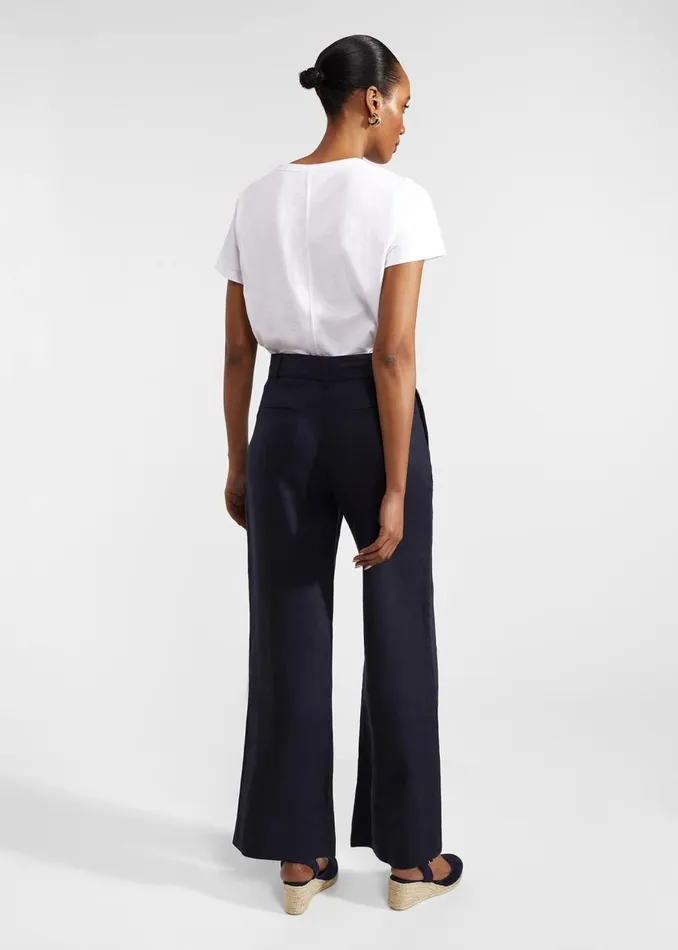 Trousers Women HOBBS Lynn Linen Trousers Navy
