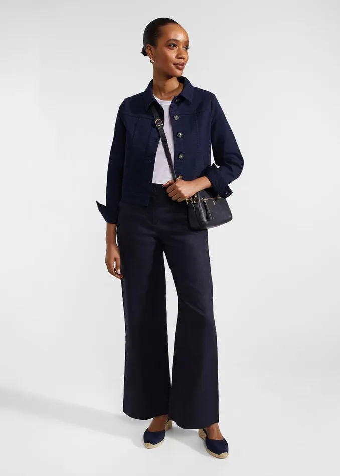 Trousers Women HOBBS Lynn Linen Trousers Navy