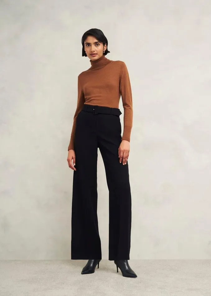 Trousers Women HOBBS Petite Drew Wide Trouser Black