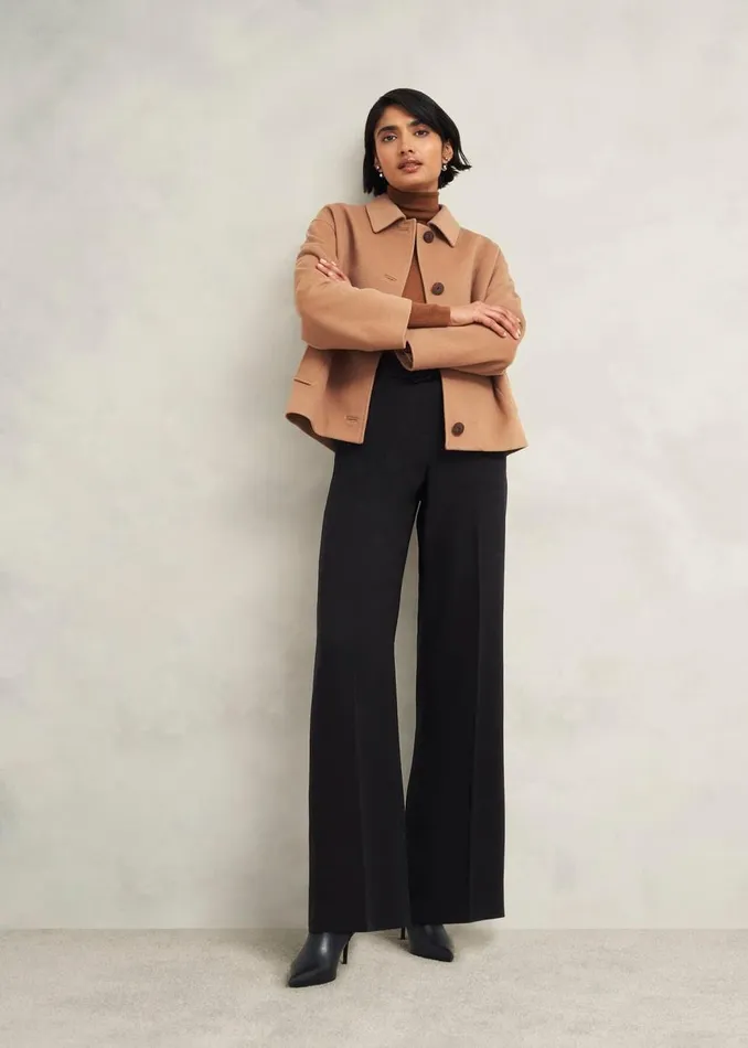 Trousers Women HOBBS Petite Drew Wide Trouser Black